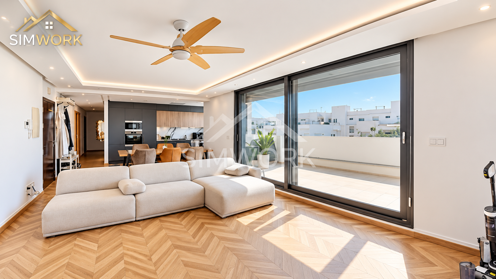 Appartement de standing avec grande terrasse et 2 places de garage à louer – Lotinord, Tanger